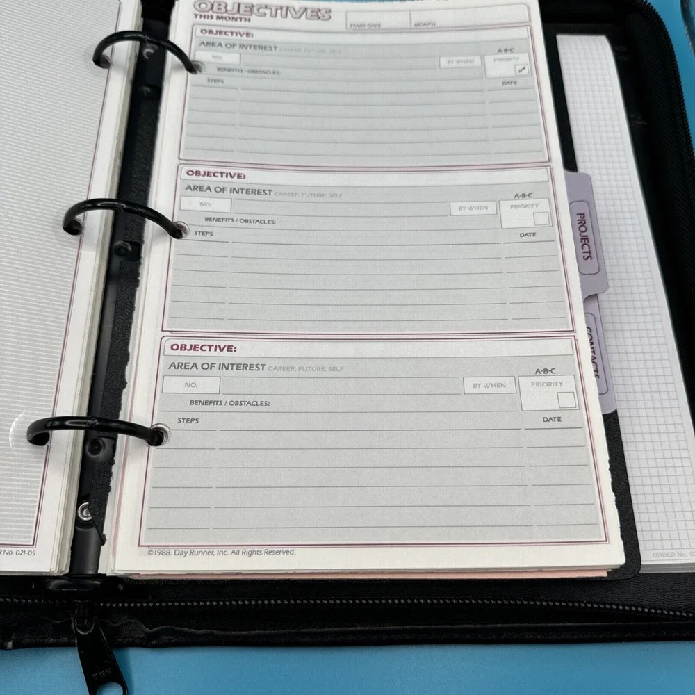 Dayrunner Planner Organizer Black & LOTS of Inserts‎ Full Zip Vintage 90s 1990s